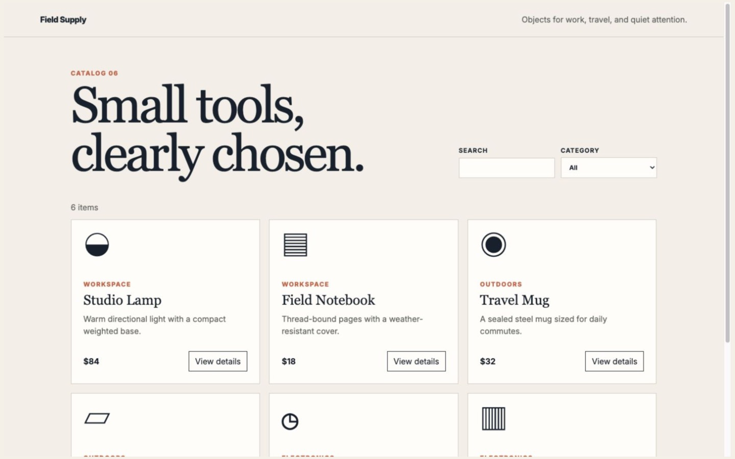 The Field Supply catalog app baseline.